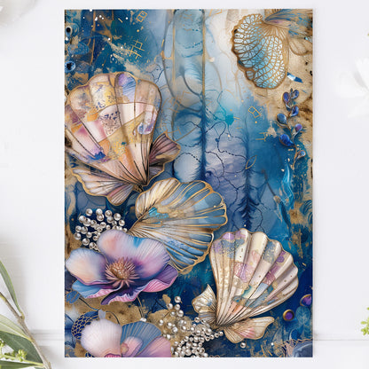 Vykort för postcrossing, scrapbooking & dekoration - Gyllene Snäckor PC521