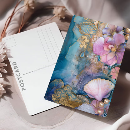 Vykort för postcrossing, scrapbooking & dekoration - Gyllene Snäckor PC523