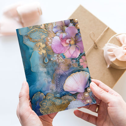 Vykort för postcrossing, scrapbooking & dekoration - Gyllene Snäckor PC523