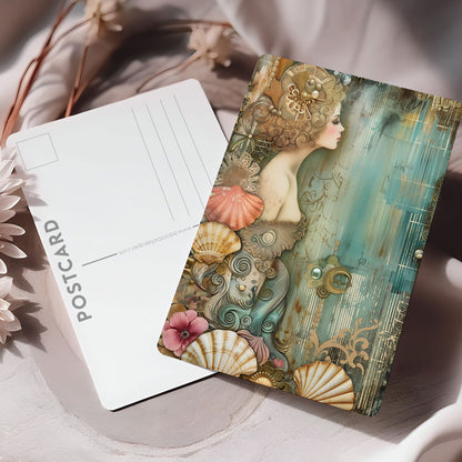 Vykort för postcrossing, scrapbooking & dekoration - Gyllene Sjöjungfru PC524