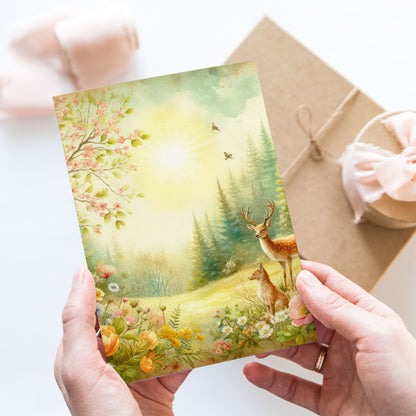 Vykort för postcrossing, scrapbooking & dekoration - Vintage Skogstema PC530