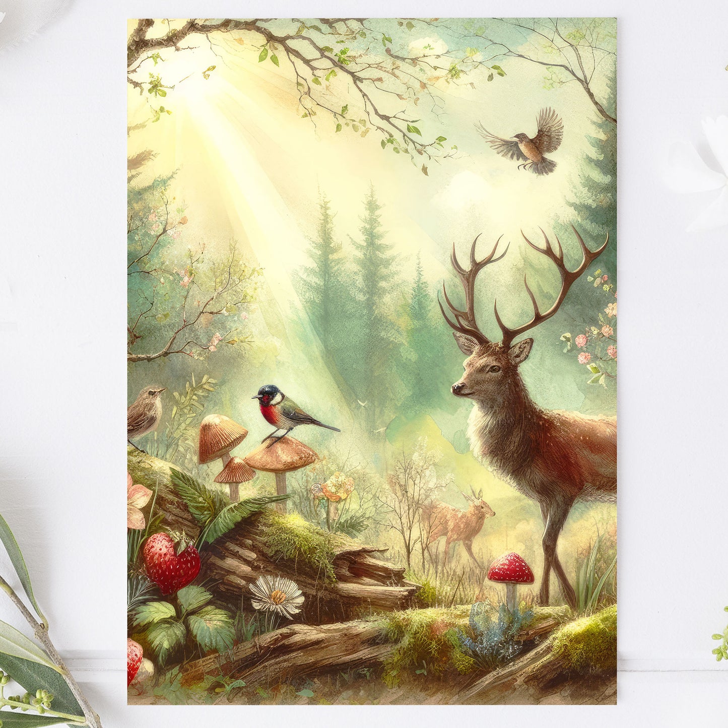 Vykort för postcrossing, scrapbooking & dekoration - Vintage Skogstema PC531