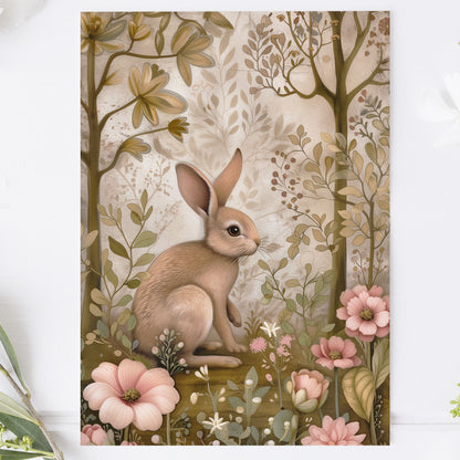 Vykort för postcrossing, scrapbooking & dekoration - Skogsmotiv Woodland - Hare PC532