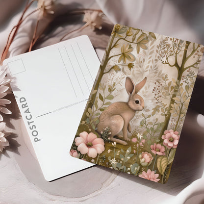 Vykort för postcrossing, scrapbooking & dekoration - Skogsmotiv Woodland - Hare PC532