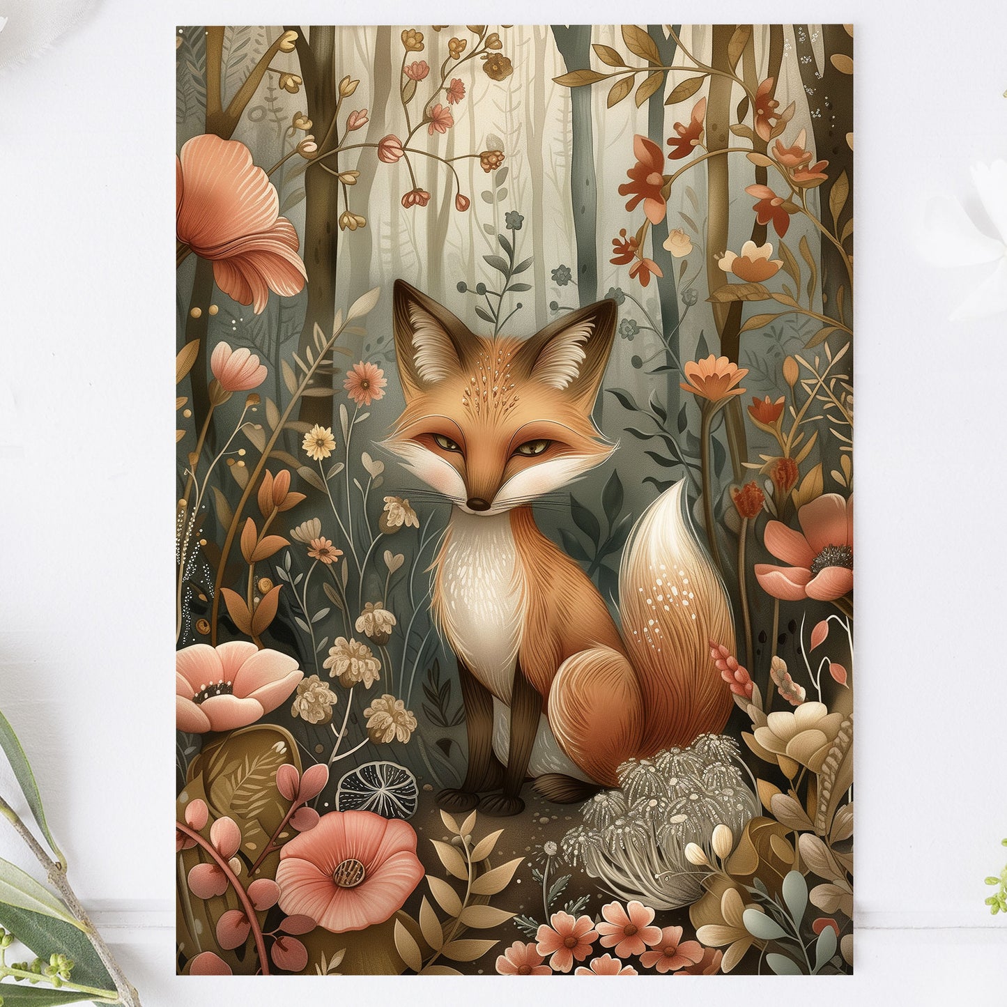 Vykort för postcrossing, scrapbooking & dekoration - Skogsmotiv Woodland - Räv PC535