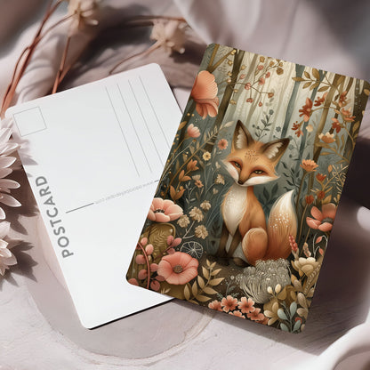 Vykort för postcrossing, scrapbooking & dekoration - Skogsmotiv Woodland - Räv PC535
