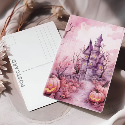 Vykort för postcrossing, scrapbooking & dekoration - Rosa Halloween PC542
