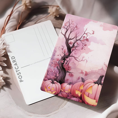 Vykort för postcrossing, scrapbooking & dekoration - Rosa Halloween PC543