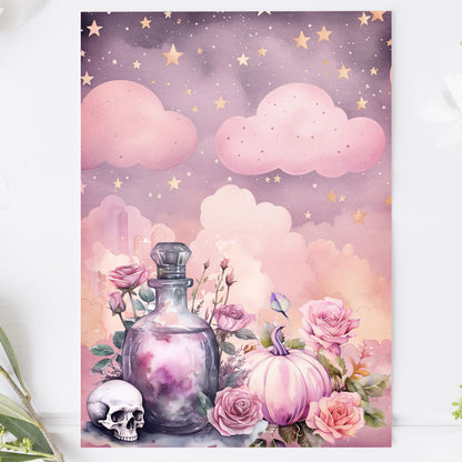 Vykort för postcrossing, scrapbooking & dekoration - Rosa Magi PC545