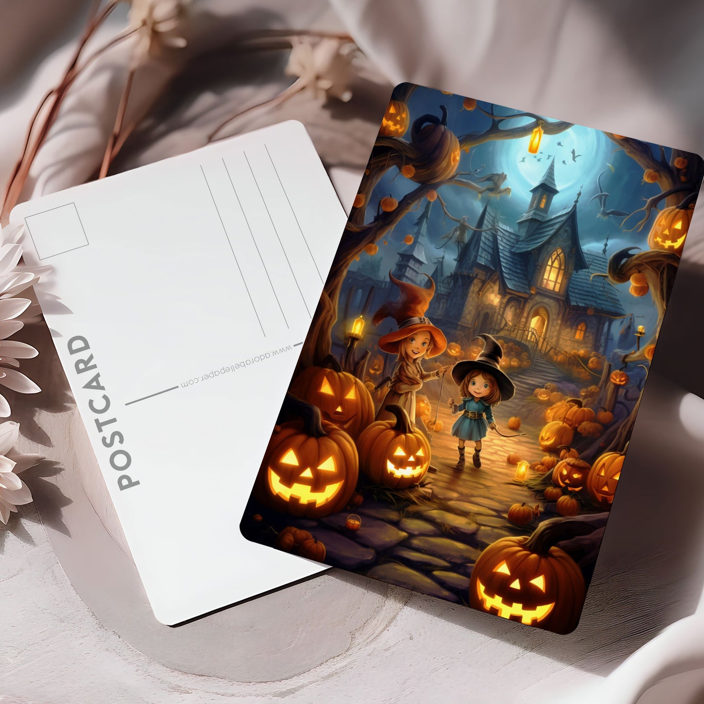 Vykort för postcrossing, scrapbooking & dekoration - Halloween - Spökhus PC547