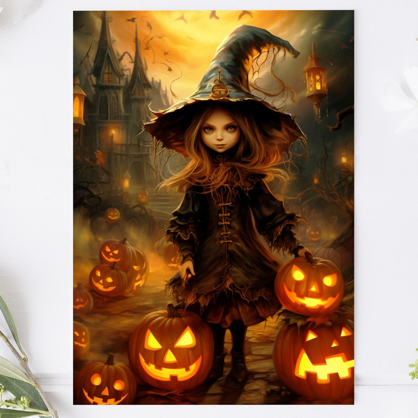 Vykort för postcrossing, scrapbooking & dekoration - Halloween - Flicka PC548