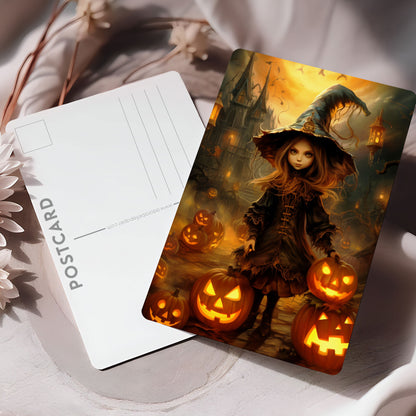 Vykort för postcrossing, scrapbooking & dekoration - Halloween - Flicka PC548