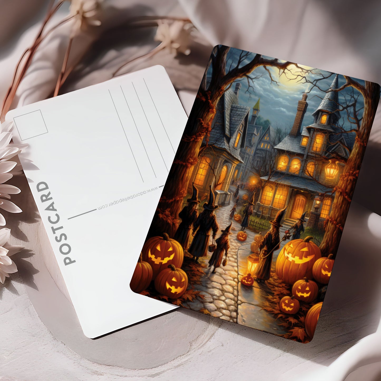 Vykort för postcrossing, scrapbooking & dekoration - Halloween - Flicka PC548