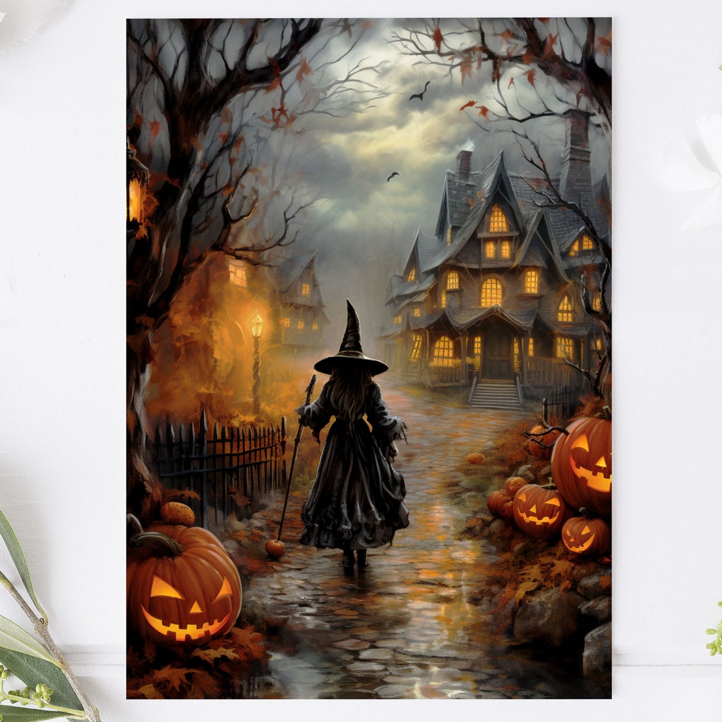 Vykort för postcrossing, scrapbooking & dekoration - Halloween - Häxa PC550