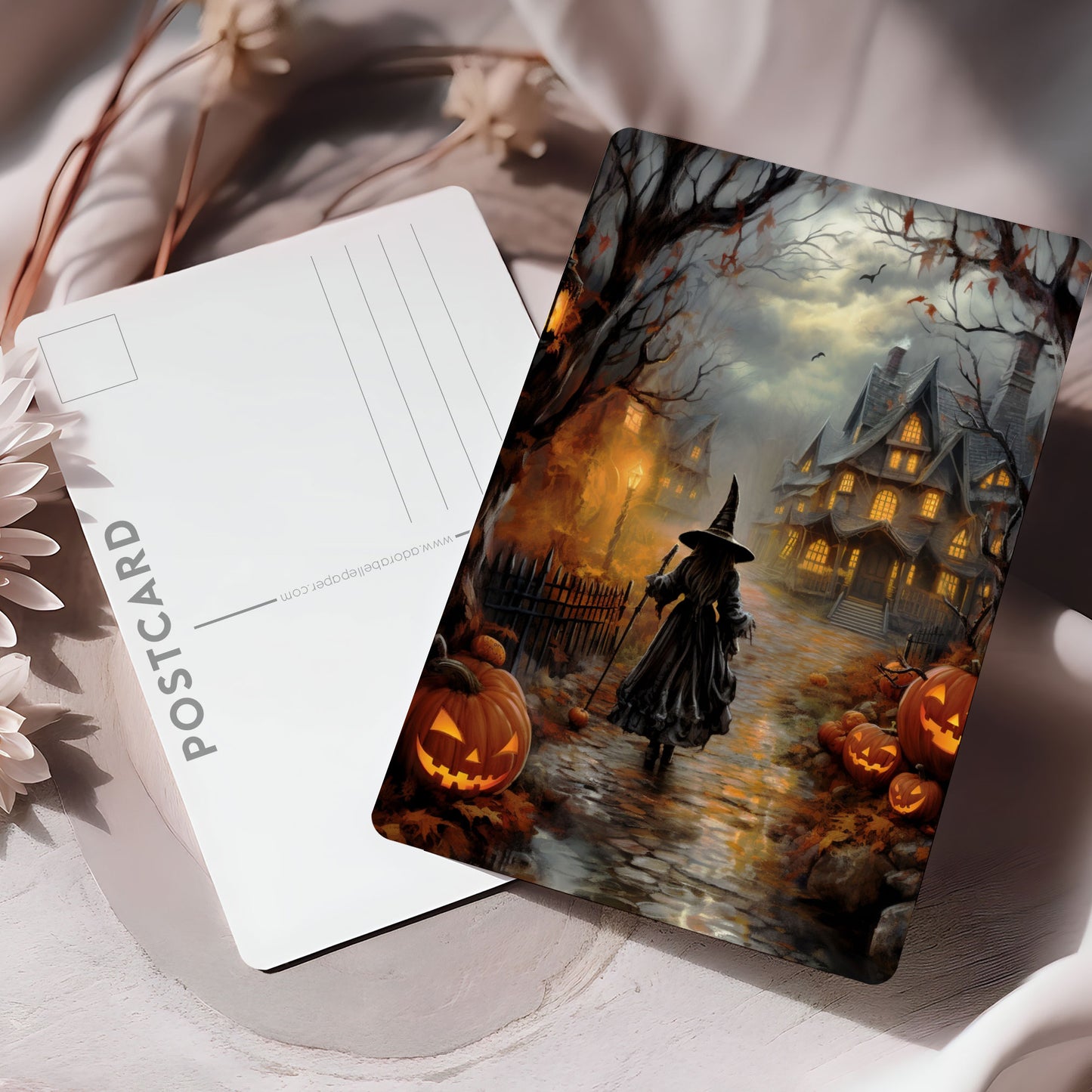 Vykort för postcrossing, scrapbooking & dekoration - Halloween - Häxa PC550