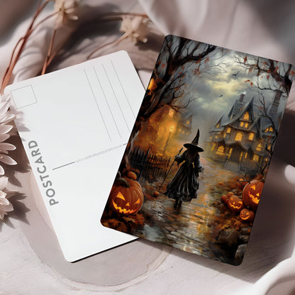 Vykort för postcrossing, scrapbooking & dekoration - Halloween - Häxa PC550