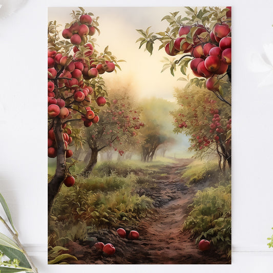 Vykort för postcrossing, scrapbooking & dekoration - Höst - Fruktträdgård PC552