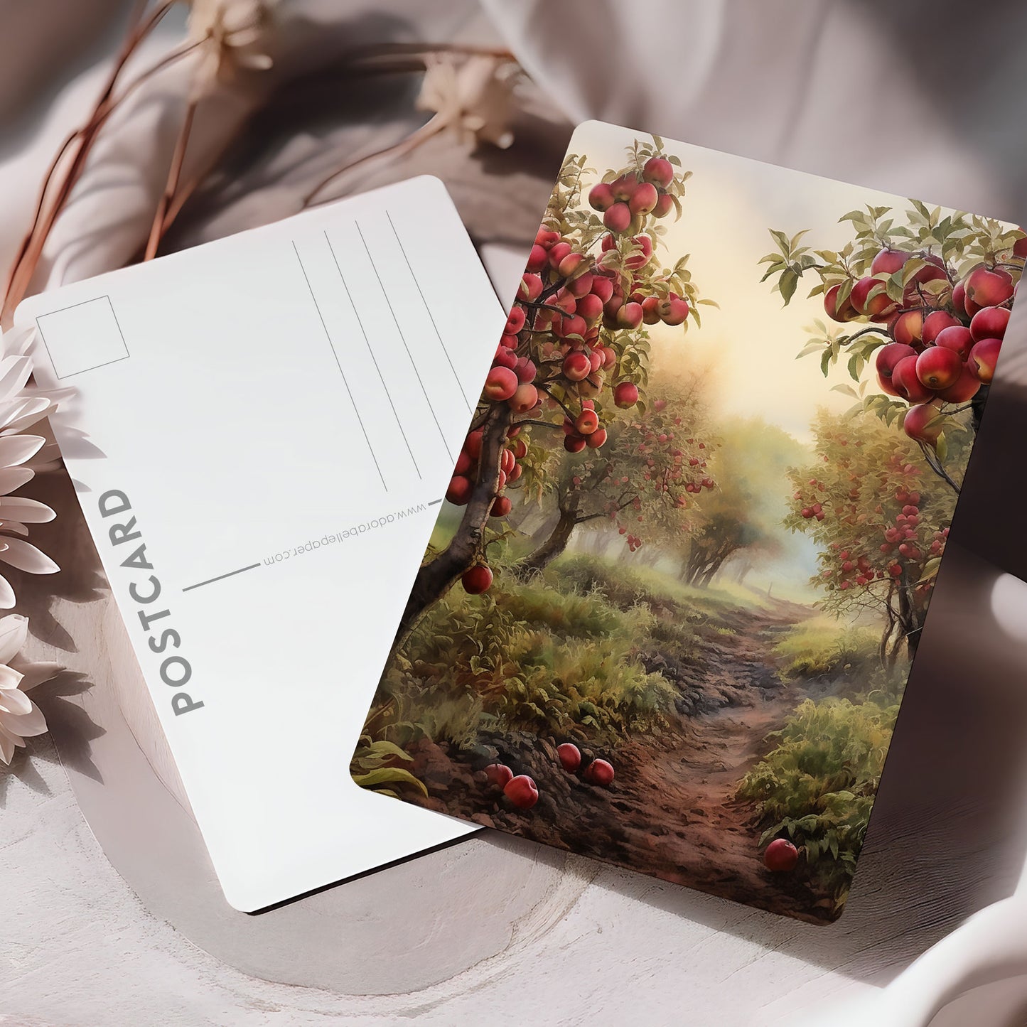 Vykort för postcrossing, scrapbooking & dekoration - Höst - Fruktträdgård PC552