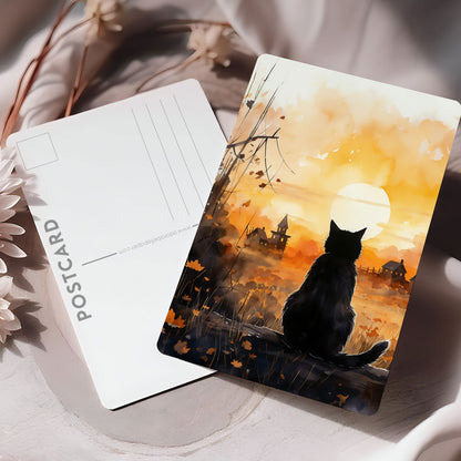 Vykort för postcrossing, scrapbooking & dekoration - Höst - Katt PC554