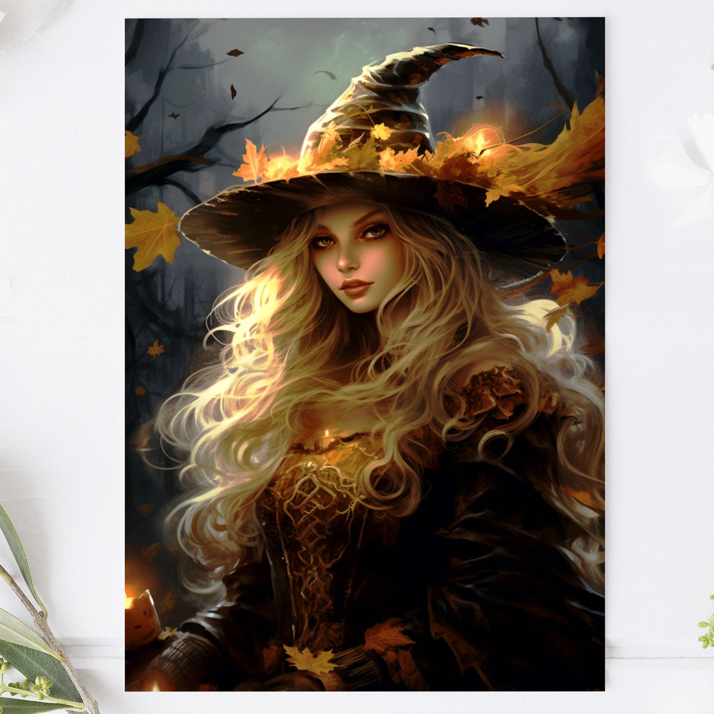 Vykort för postcrossing, scrapbooking & dekoration - Halloween - Vacker Häxa PC555