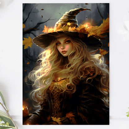 Vykort för postcrossing, scrapbooking & dekoration - Halloween - Vacker Häxa PC555