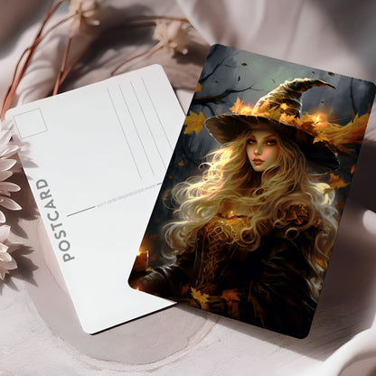 Vykort för postcrossing, scrapbooking & dekoration - Halloween - Vacker Häxa PC555