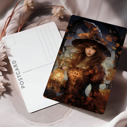 Vykort för postcrossing, scrapbooking & dekoration - Halloween - Vacker Häxa PC556