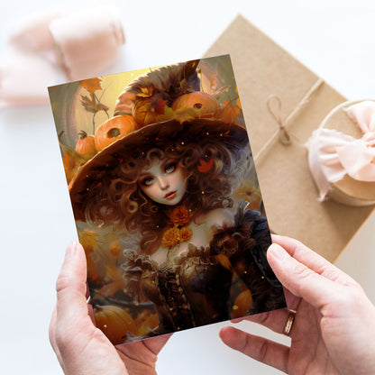 Vykort för postcrossing, scrapbooking & dekoration - Halloween - Vacker Häxa PC557