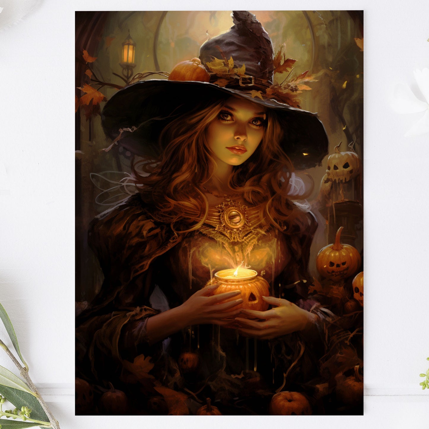 Vykort för postcrossing, scrapbooking & dekoration - Halloween - Vacker Häxa PC558