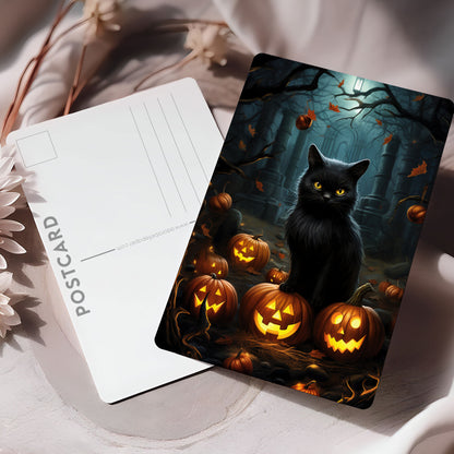 Vykort för postcrossing, scrapbooking & dekoration - Halloween - Katt PC560