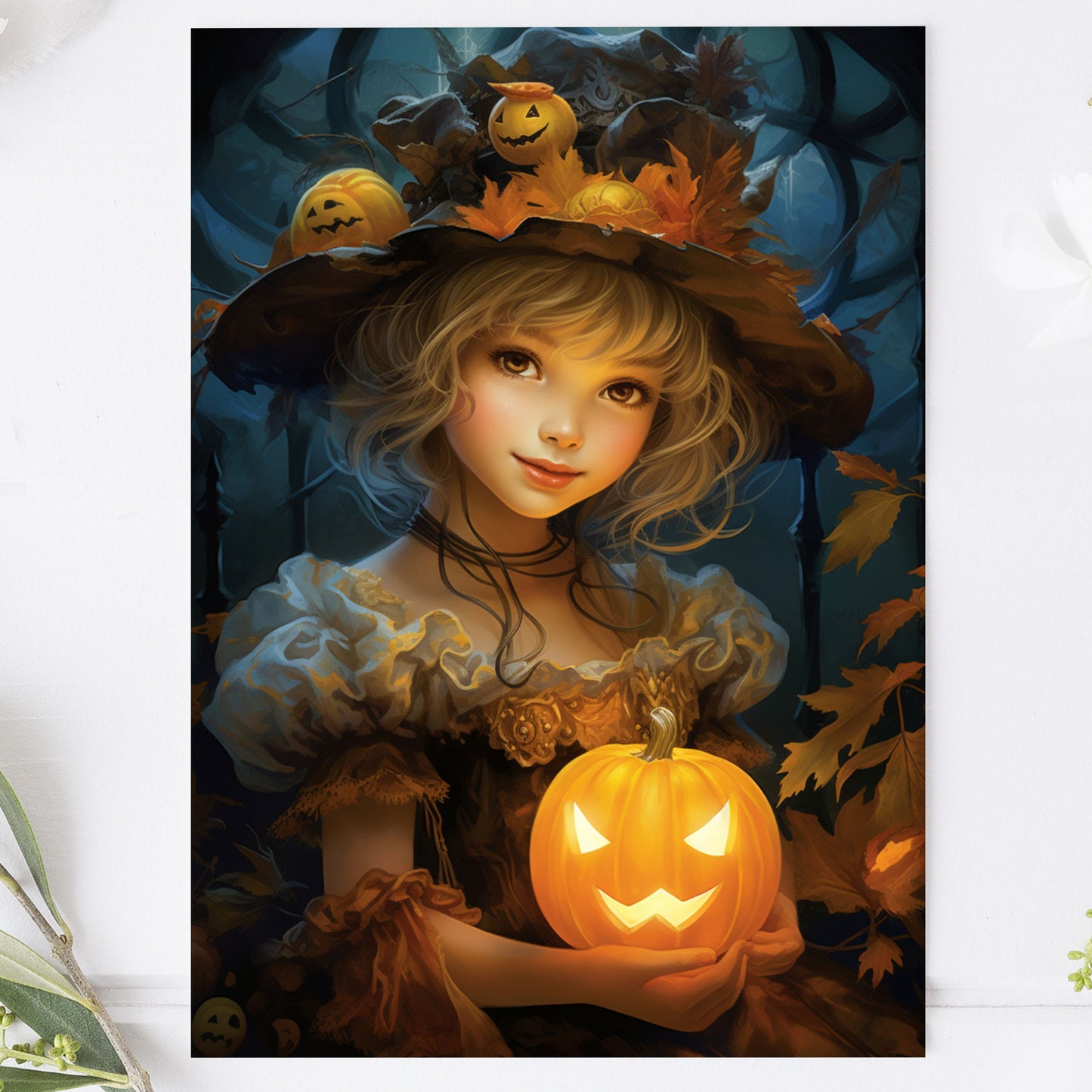 Vykort för postcrossing, scrapbooking & dekoration - Halloween - Söt Häxa PC561