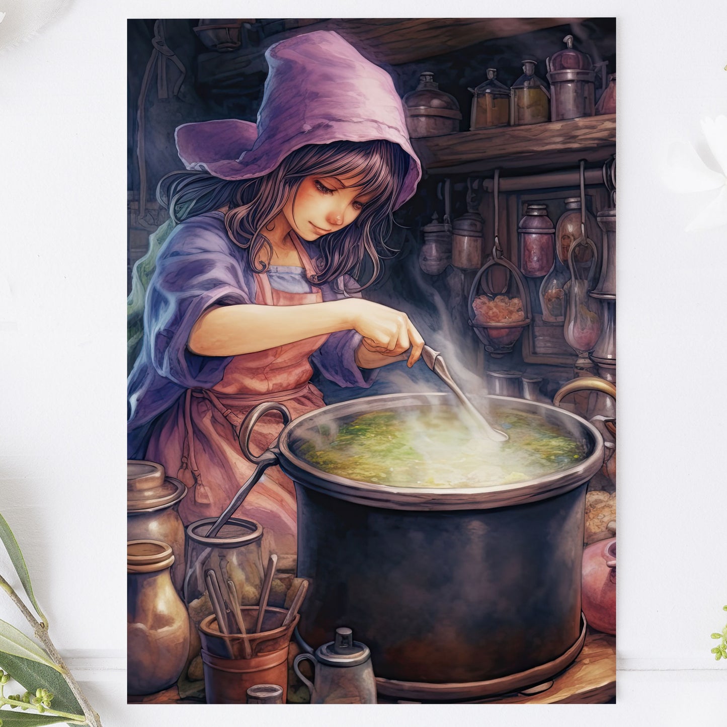 Vykort för postcrossing, scrapbooking & dekoration - Halloween - Söt Häxa PC563