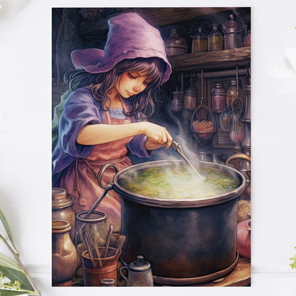 Vykort för postcrossing, scrapbooking & dekoration - Halloween - Söt Häxa PC563