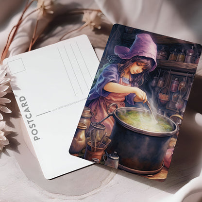 Vykort för postcrossing, scrapbooking & dekoration - Halloween - Söt Häxa PC563