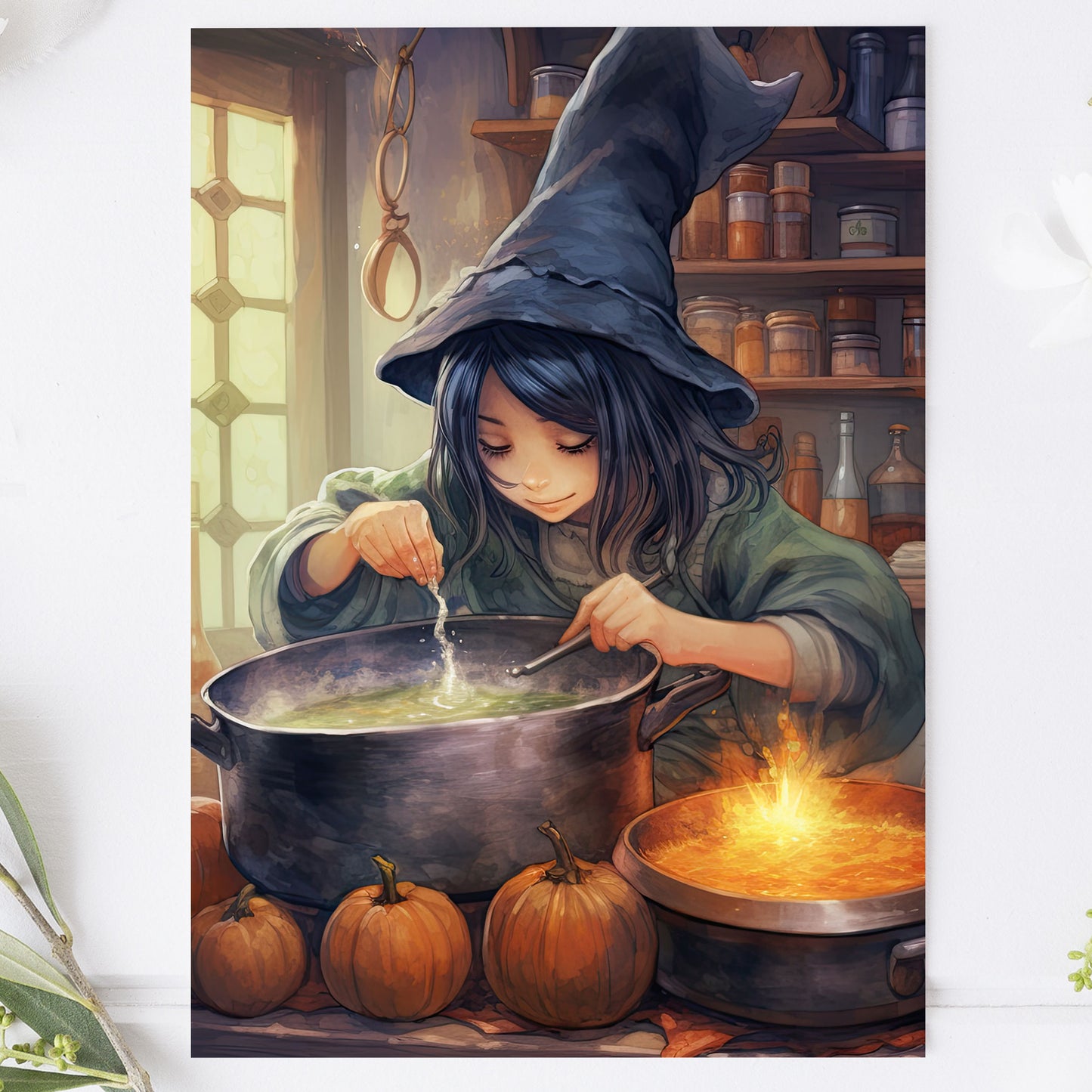 Vykort för postcrossing, scrapbooking & dekoration - Halloween - Söt Häxa PC564