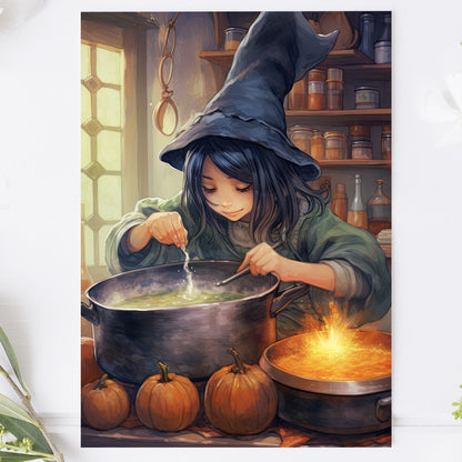 Vykort för postcrossing, scrapbooking & dekoration - Halloween - Söt Häxa PC564