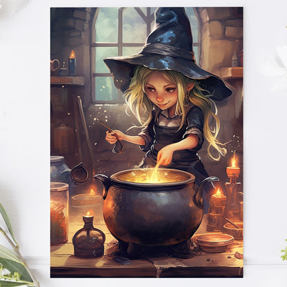 Vykort för postcrossing, scrapbooking & dekoration - Halloween - Söt Häxa PC565