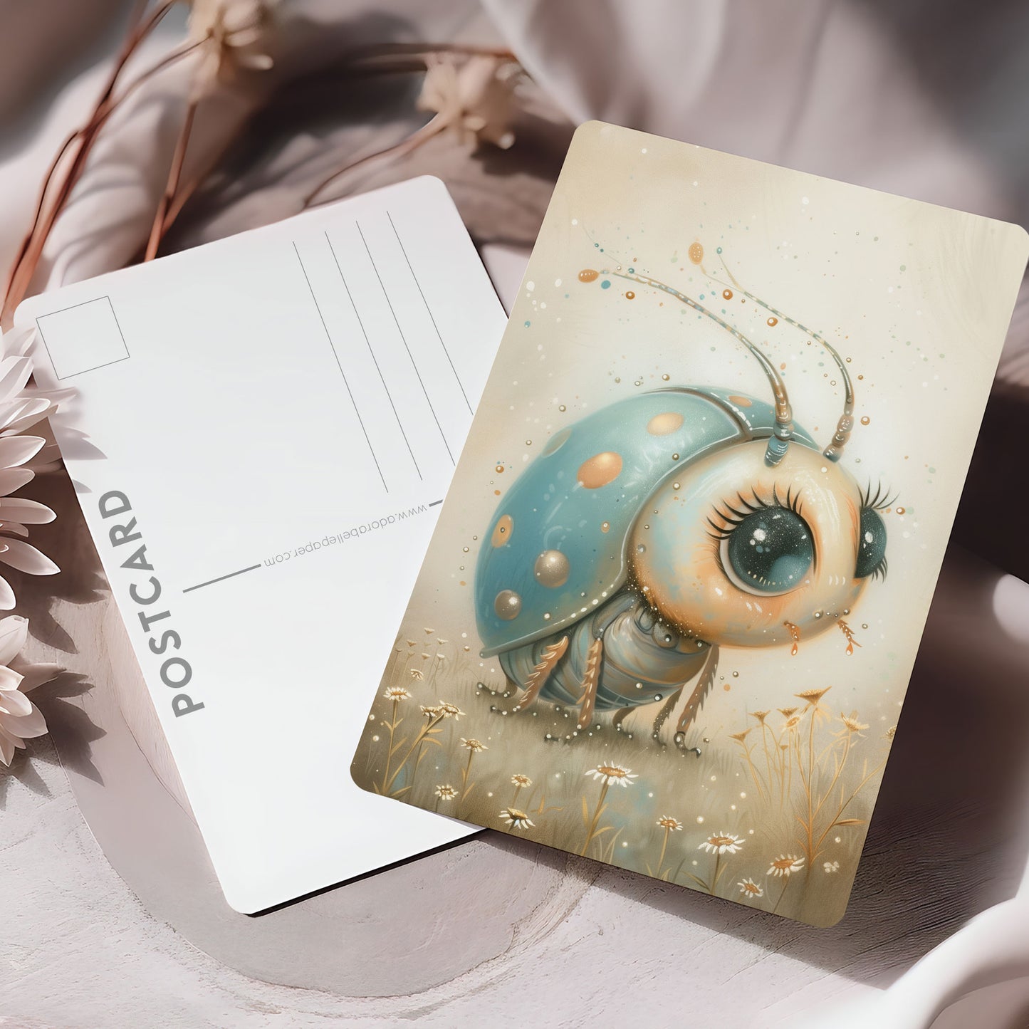 Vykort för postcrossing, scrapbooking & dekoration - Söta Insekter PC577