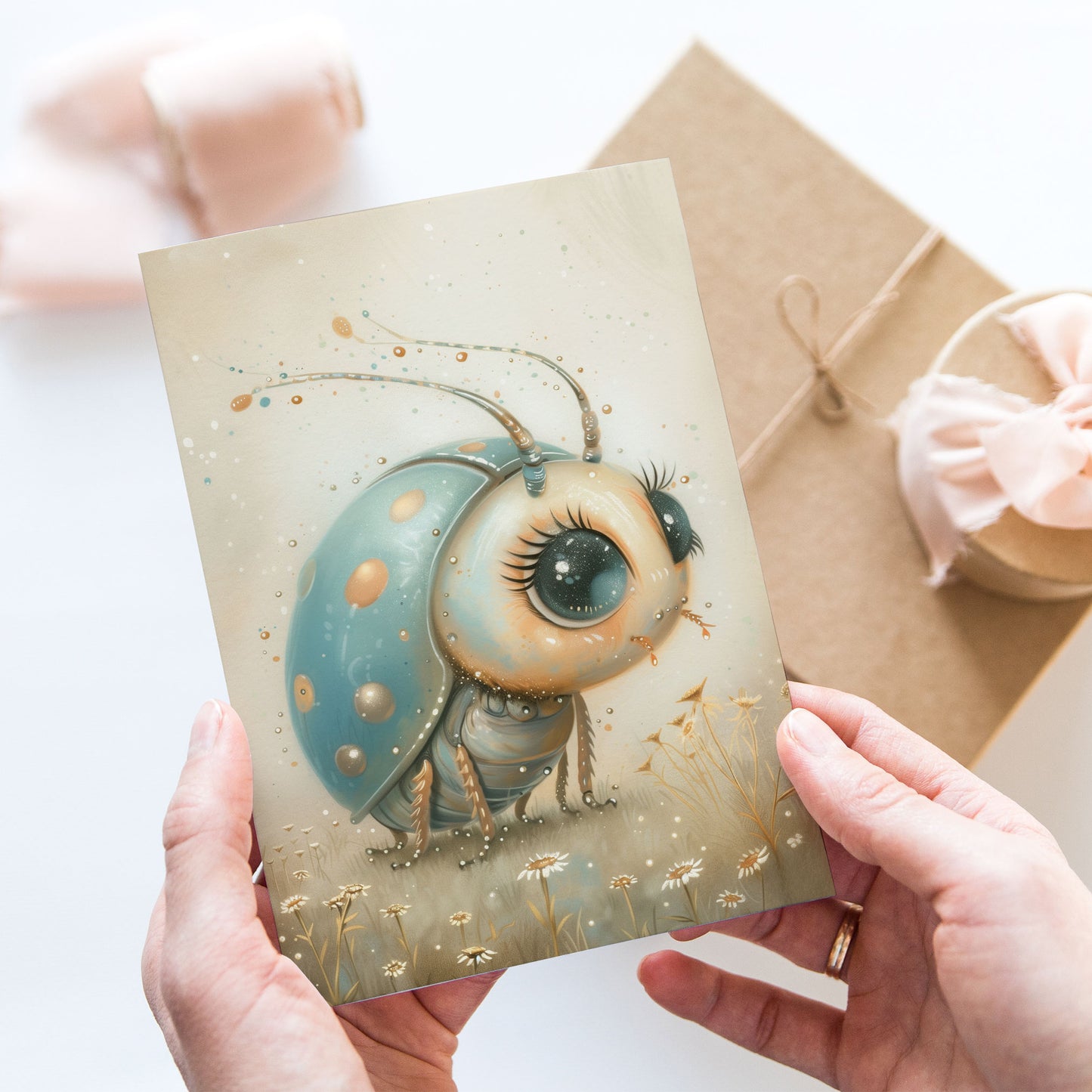 Vykort för postcrossing, scrapbooking & dekoration - Söta Insekter PC577