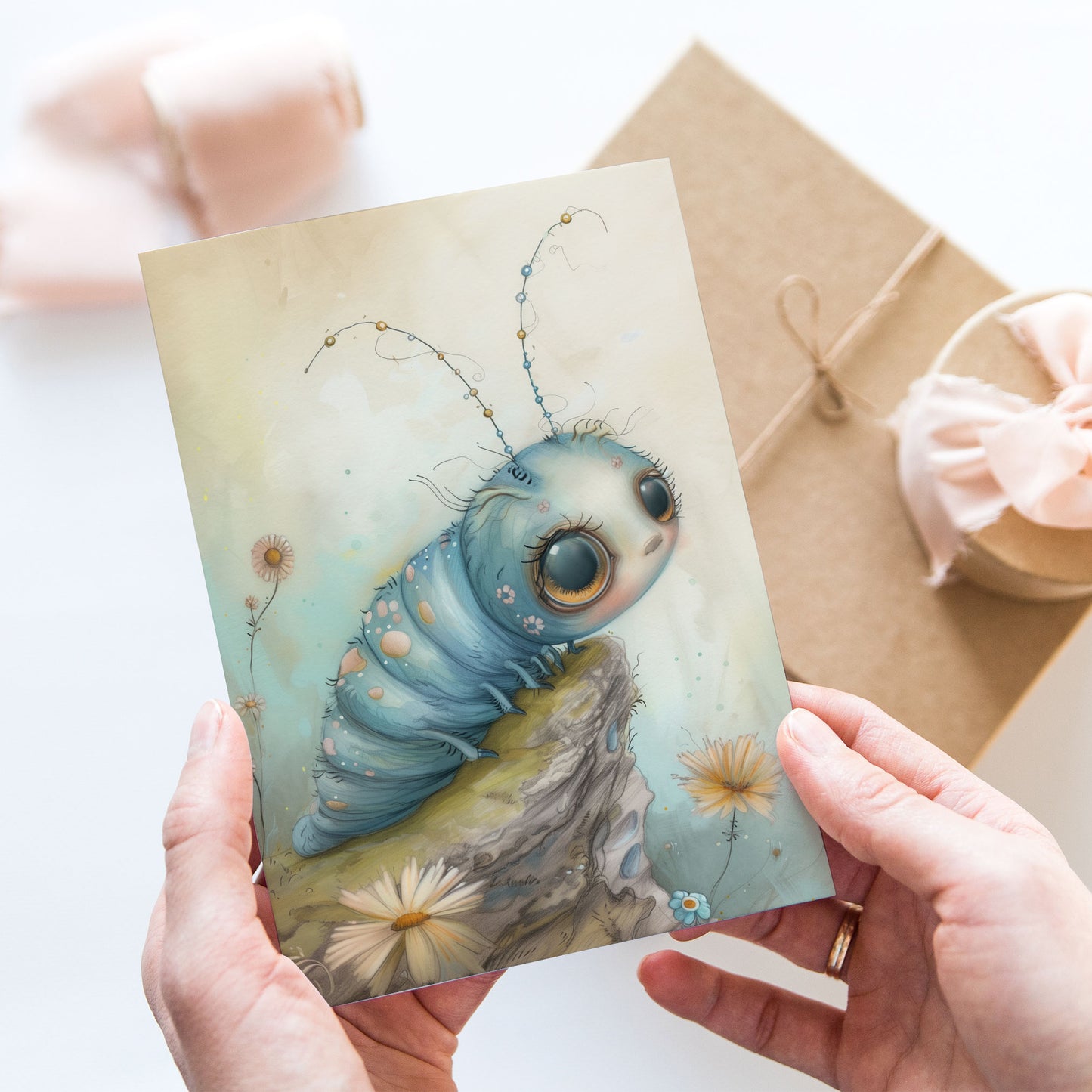 Vykort för postcrossing, scrapbooking & dekoration - Söta Insekter PC580