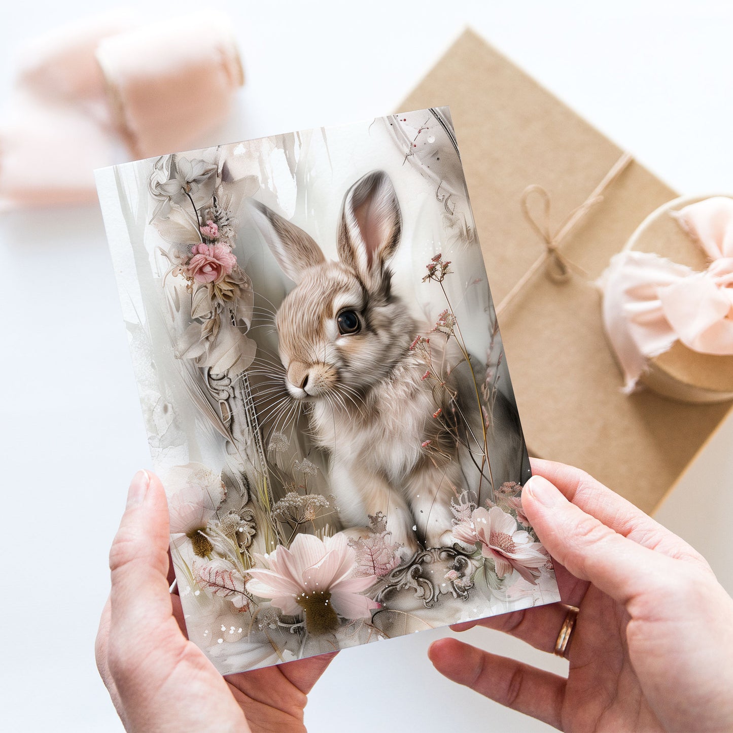 Vykort för postcrossing, scrapbooking & dekoration - Chic Baby Kanin PC582