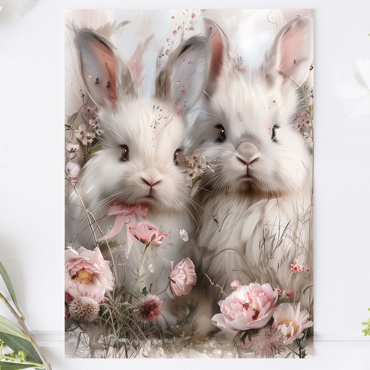 Vykort för postcrossing, scrapbooking & dekoration - Chic Baby Kaniner PC584