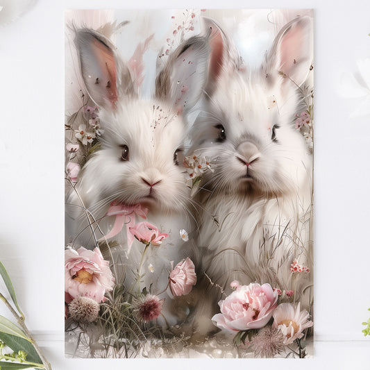 Vykort för postcrossing, scrapbooking & dekoration - Chic Baby Kaniner PC584