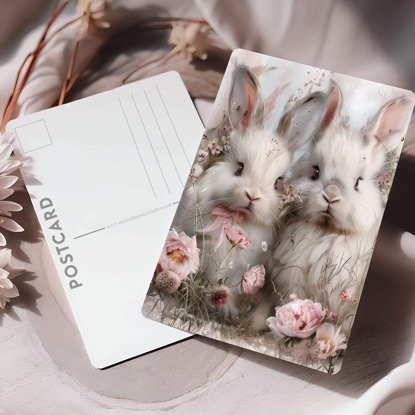 Vykort för postcrossing, scrapbooking & dekoration - Chic Baby Kaniner PC584