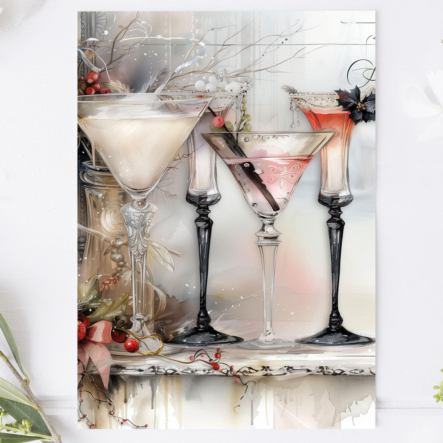 Vykort för postcrossing, scrapbooking & dekoration - Chic Drinkar PC586