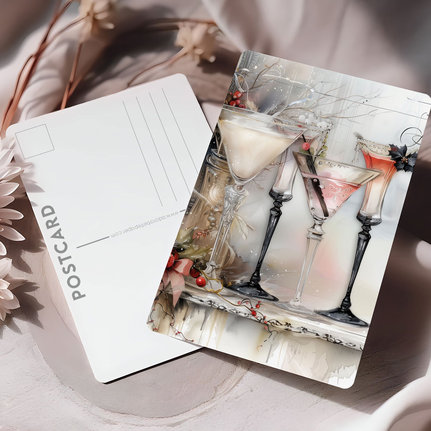 Vykort för postcrossing, scrapbooking & dekoration - Chic Drinkar PC586