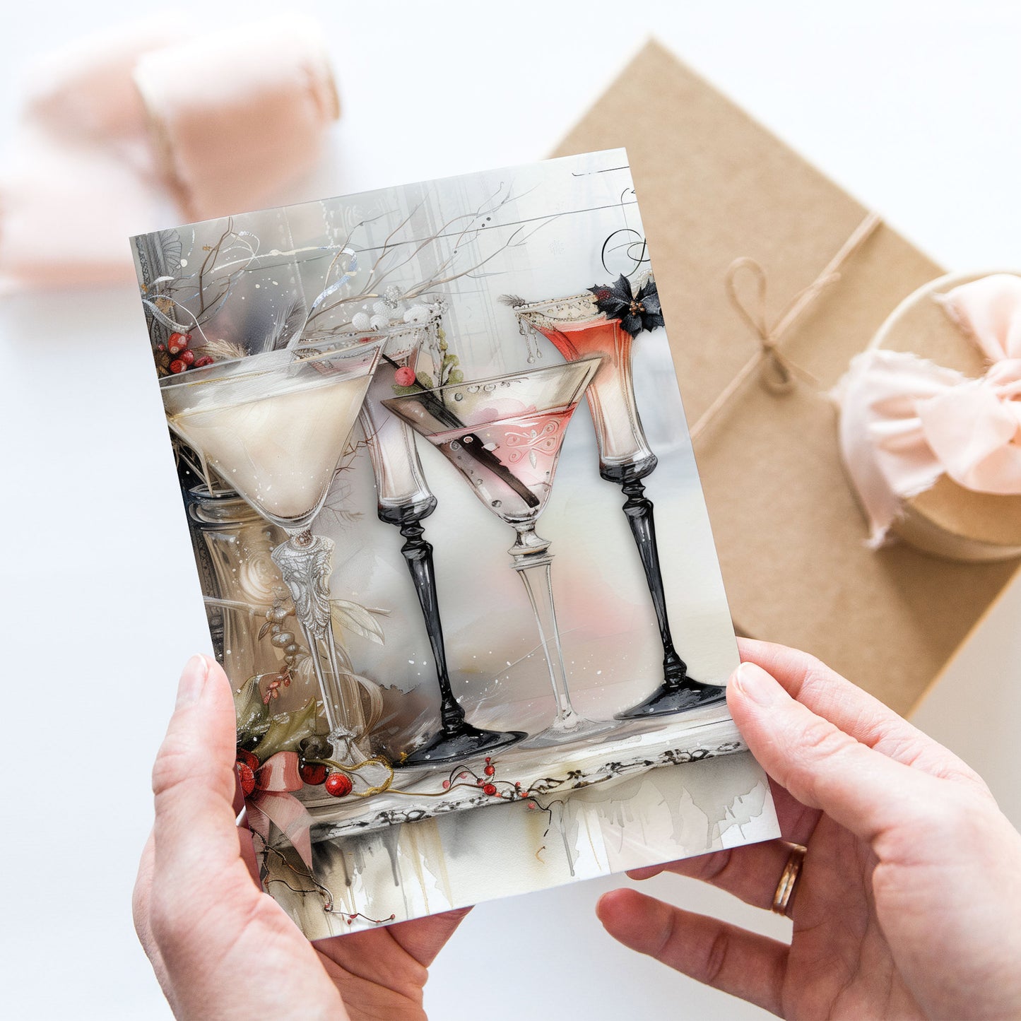 Vykort för postcrossing, scrapbooking & dekoration - Chic Drinkar PC586