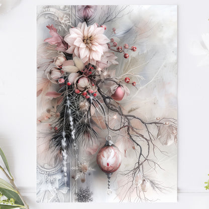 Vykort för postcrossing, scrapbooking & dekoration - Chic Blommor PC587