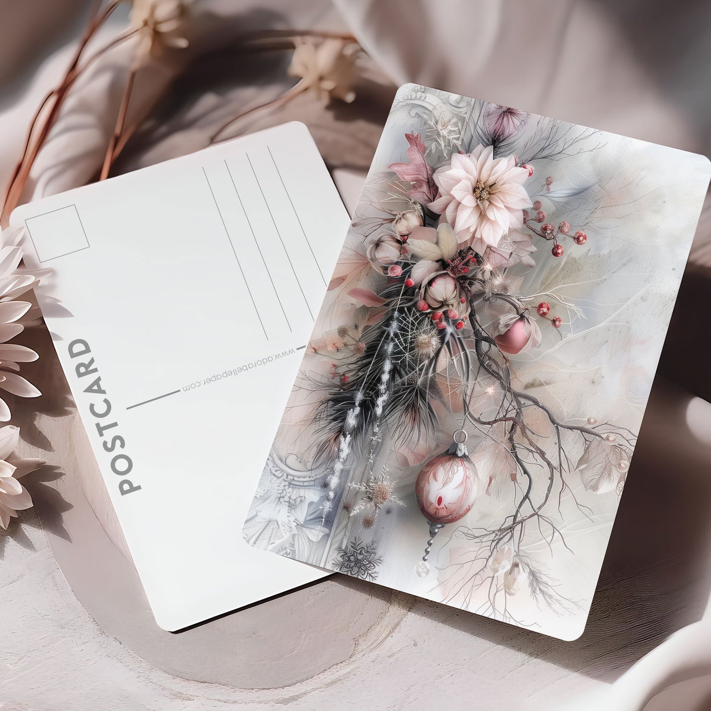 Vykort för postcrossing, scrapbooking & dekoration - Chic Blommor PC587