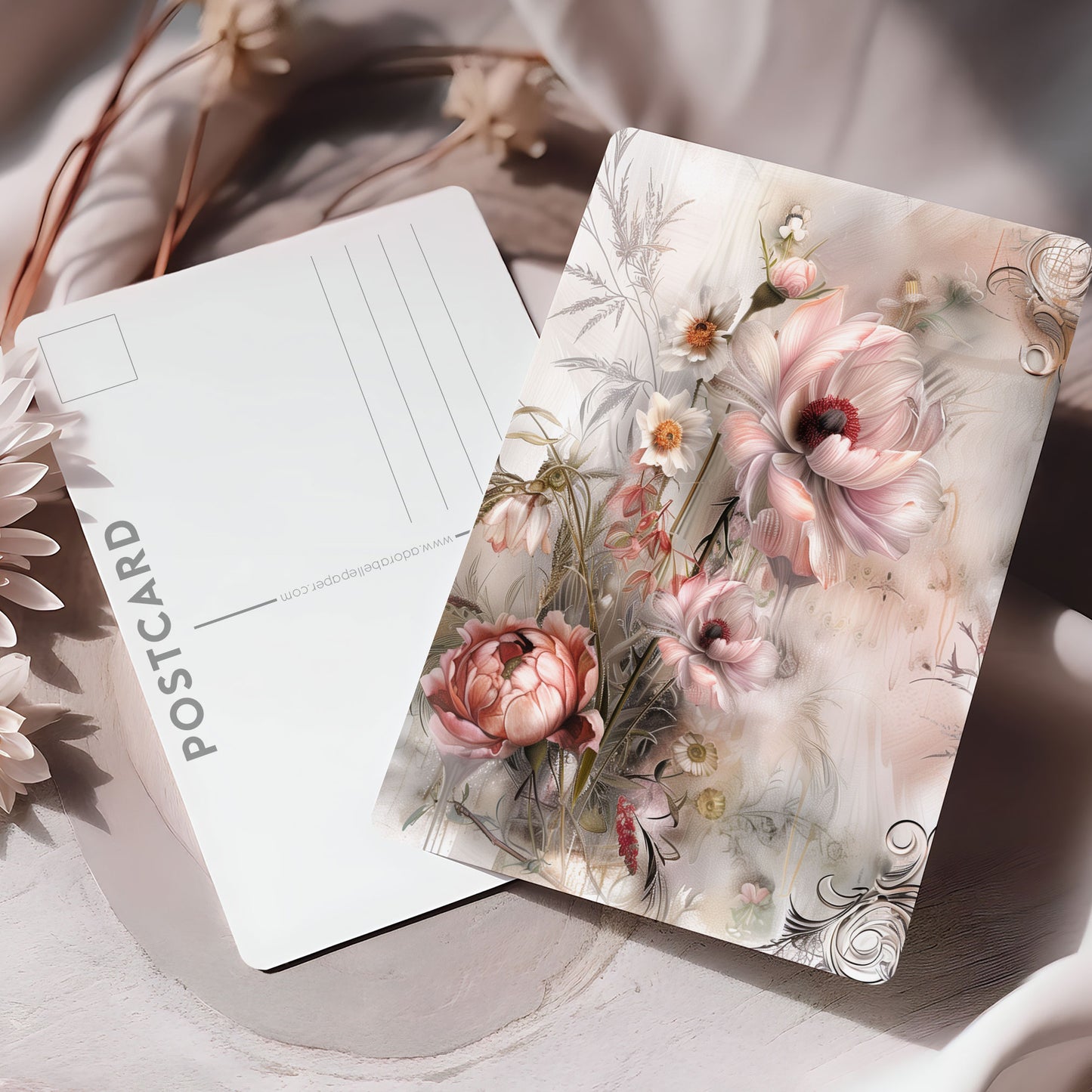 Vykort för postcrossing, scrapbooking & dekoration - Chic Bukett PC591